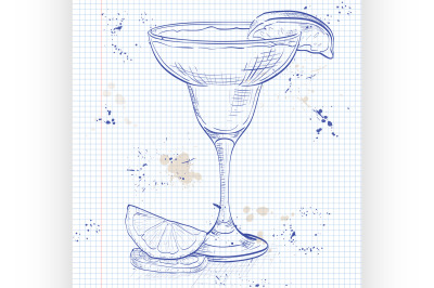 Yellow Bird cocktail on a notebook page