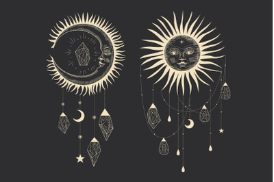 Sun moon crystals