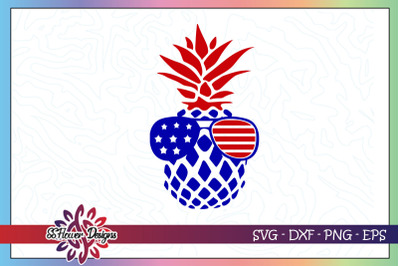 Pineapple sunglasses America flag svg