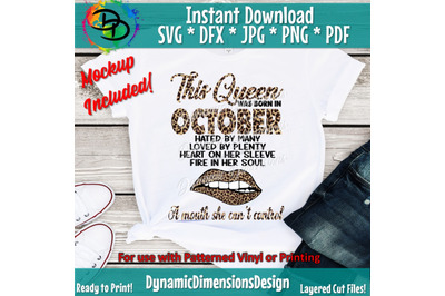 October girl svg, October birthday svg, This Queen was born, Women bor