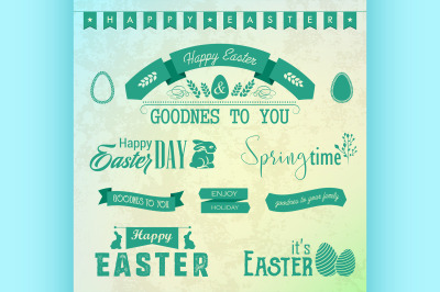 Happy Easter labels set