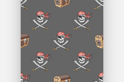 Hand drawn pirate seamless pattern