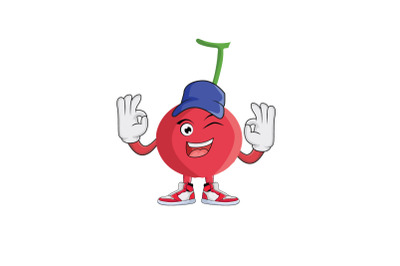 Cherry Fruit Double Okay with Cap Cartoon Character Design