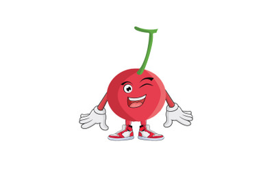 Cherry Fruit Winking Cartoon Character Design