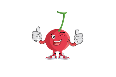 Cherry Fruit Double Thumbs Up Okay Cartoon Character Design