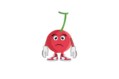 Cherry Fruit Frown Sad Cartoon Character Design