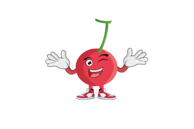 Cherry Fruit Wink Shtugging Cartoon Character Design