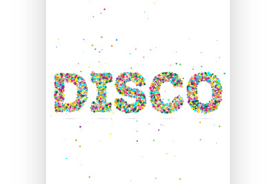 disco word consisting of colored particles