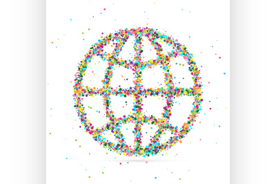 globe symbol consisting of colored particles