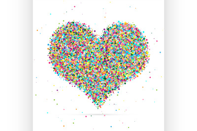 Heart symbol consisting of colored particles