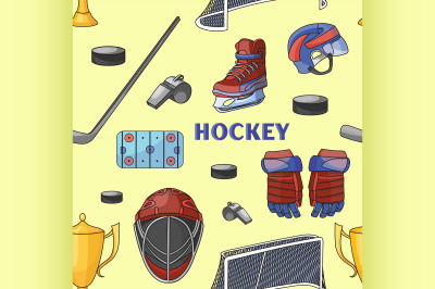 Hand drawn hockey icons pattern