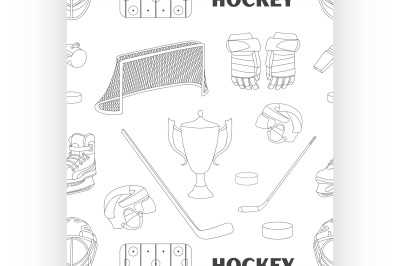 Hand drawn hockey icons pattern