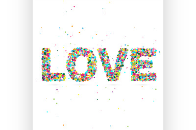 Love word consisting of colored particles