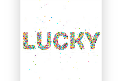 lucky word consisting of colored particles