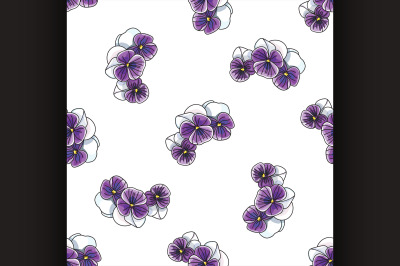 Floral pattern with vintage pansies flower