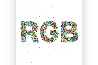 RGB word consisting of colored particles