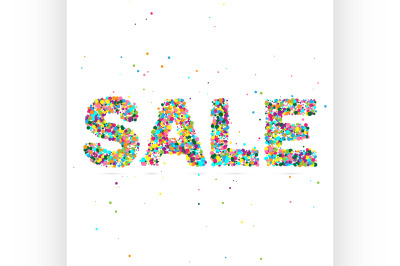 sale word consisting of colored particles