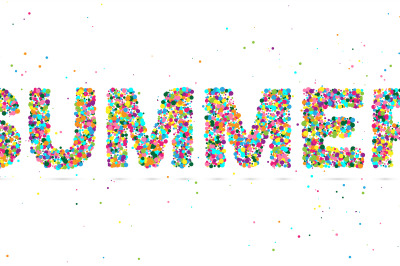 summer word consisting of colored particles