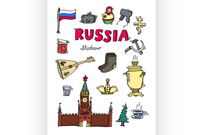 Set of Russia hand-drawn icons