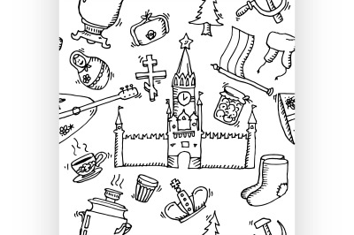 Pattern of Russia hand-drawn icons