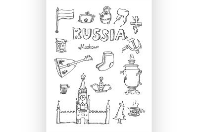 Set of Russia hand-drawn icons