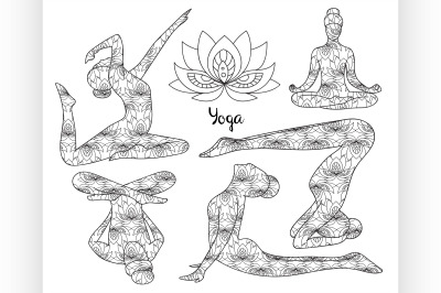 Yoga silhouette set.