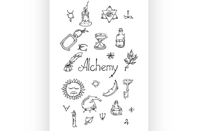 Alchemy symbols bw