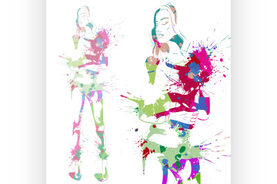 fashion look girl with color splashes