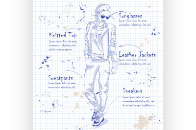 fashion look on a notebook page