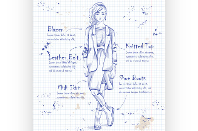 fashion look on a notebook page