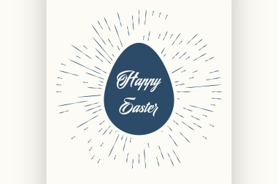 Happy easter and vintage sun burst frame