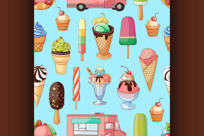 Ice creams collection pattern