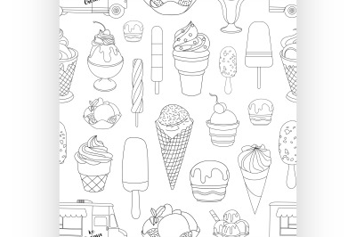 Ice creams collection pattern