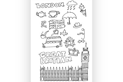 Vector hand drawn London set