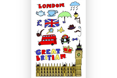 Vector hand drawn London set