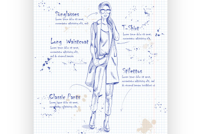 fashion look on a notebook page