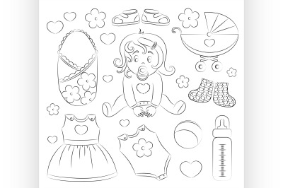 Baby girl design elements