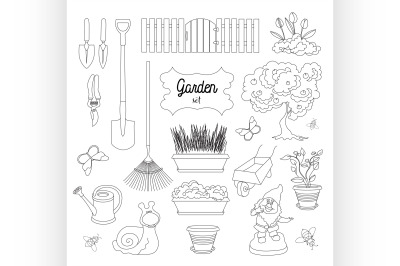 Gardening icons set