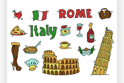 Italy doodle set