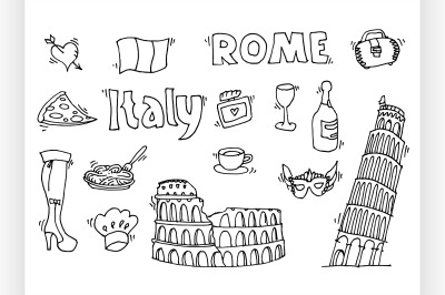 Italy doodle set