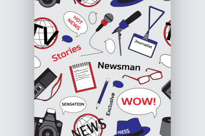 Pattern with journalism icons