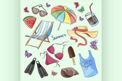 Collection of summer symbols