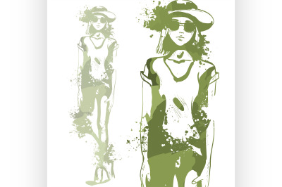 trendy look girl with color splashes