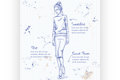 trendy look on notebook page