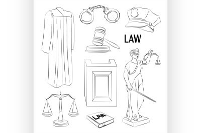 Law icons set.