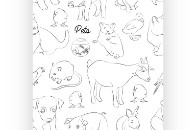 Animals pets vector pattern