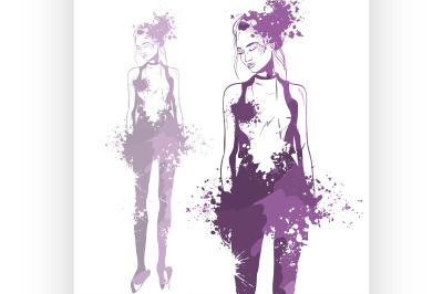 trendy look girl with color splashes