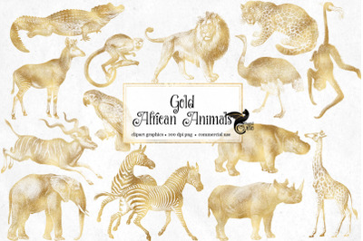 Gold African Animals Clipart