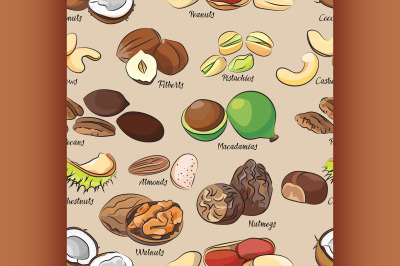 Collection of different nuts pattern