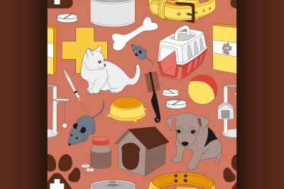 Veterinary pet icons pattern